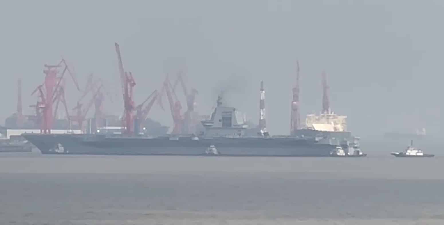 China’s third aircraft carrier Fujian has left Shanghai for her first sea trial today, April 29, 2024. Fujian vacated her moorings at Jiangnan o