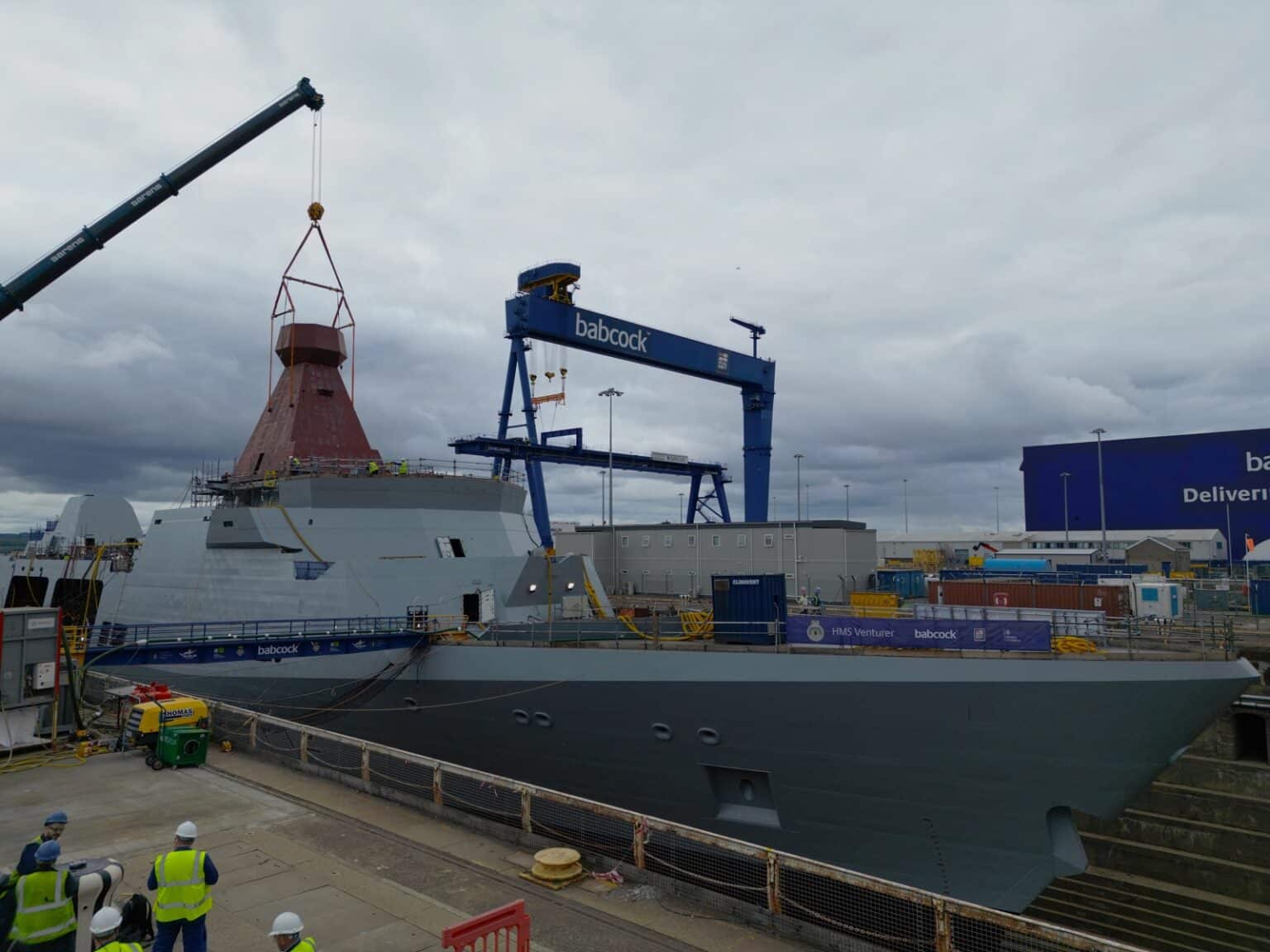 Babcock Fits Foremast On First Type 31 Frigate HMS Venturer Naval News Babcock Fits Foremast On First Type 31 Frigate HMS Venturer Naval News