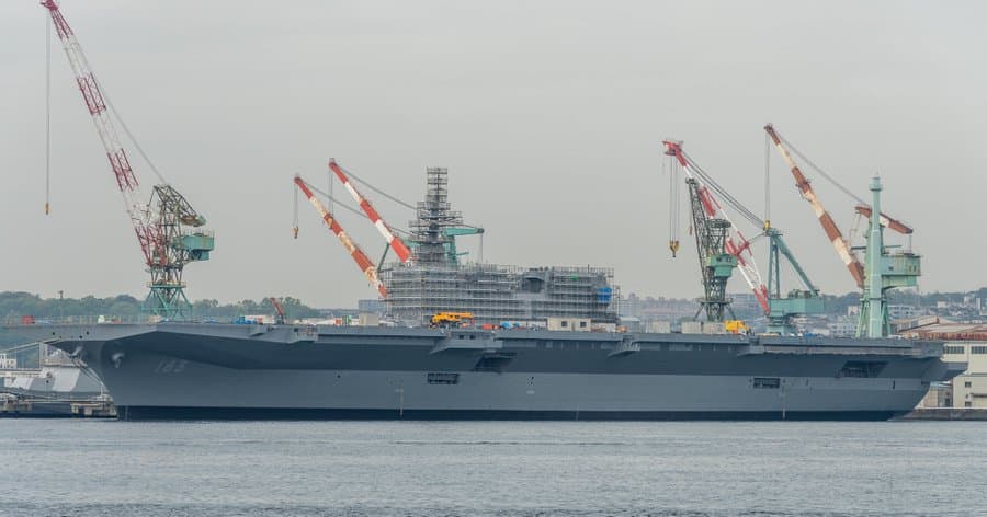 Japan’s JS Izumo shows off its new bow for the first time