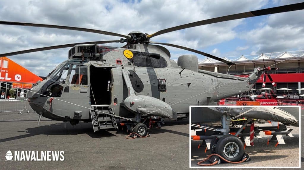 Sea King helicopter with drone missiles