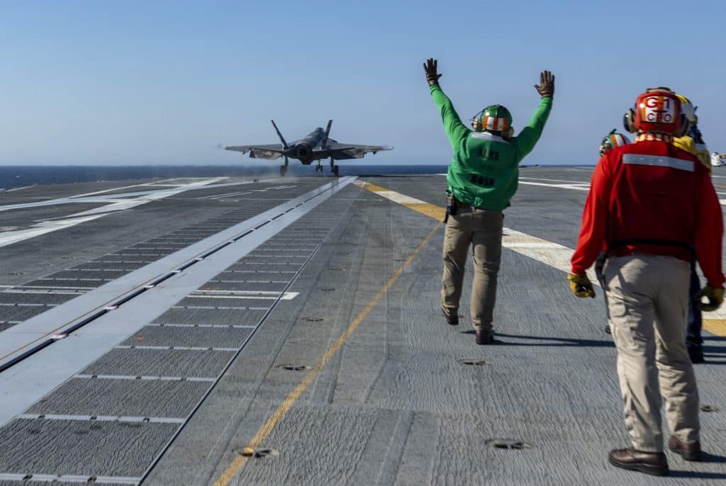F-35C launching off Ford-class aircraft carrier